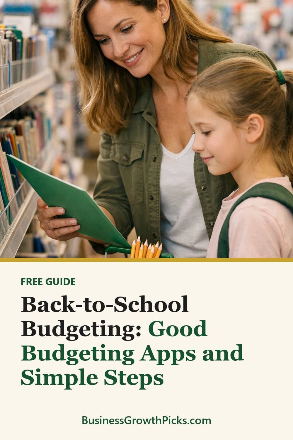 Back-to-School Budgeting Without Stress. The list includes List what is needed, Set a total, Plan purchases by week.
